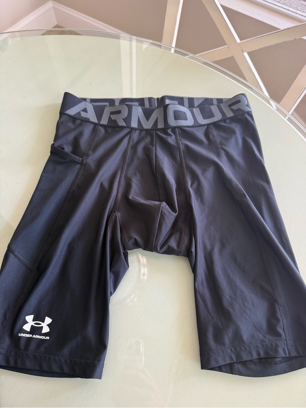 Under Armour Black Men’s Compression Boxer Briefs with Logo Waistband
